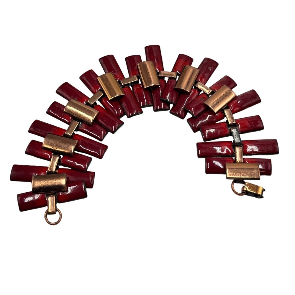 Matisse Renoir‎ Vintage 1950'S
Copper and Red Enamel Nefertiti
Bracelet